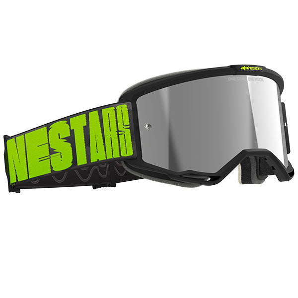 Product image of Alpinestars BTO Sports 5102225 1470 d2 Vision 5 Hollow Goggle Charcoal Yellow Fluo Mirror Silver motocross goggles showing frame design, lens style, and colorway