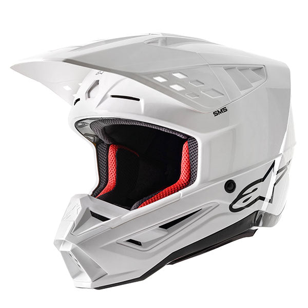White Glossy product view, lightweight off‑road motorcycle helmet with ventilation and impact protection