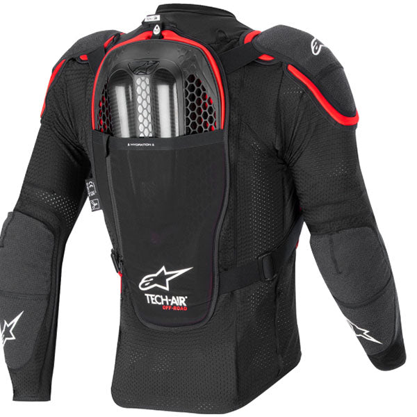 Crisp studio image on a white background of Alpinestars - Tech-Air v2 Off-Road Airbag System; SKU 482-00241S; Colors: Black/Red