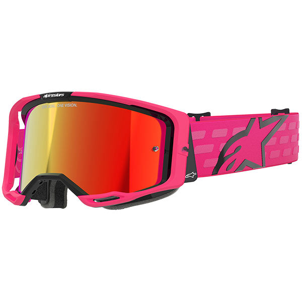 Product image of Alpinestars BTO Sports 5101625 3083 f Vision 8 Corp Goggle Pink Mirror Red motocross goggles showing frame design, lens style, and colorway