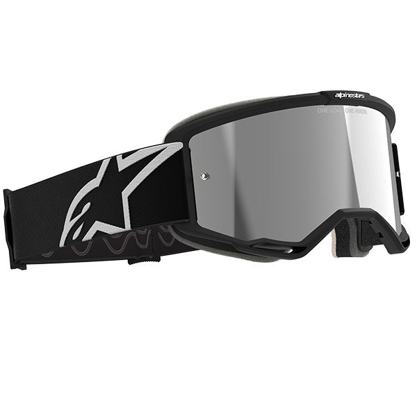 Product image of Alpinestars BTO Sports 5101825 1456 d2 Vision 5 Corp Goggle Black Mirror Silver motocross goggles showing frame design, lens style, and colorway