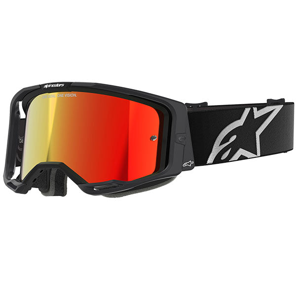 Product image of Alpinestars BTO Sports 5101625 1446 f Vision 8 Corp Goggle Black Mirror Red motocross goggles showing frame design, lens style, and colorway