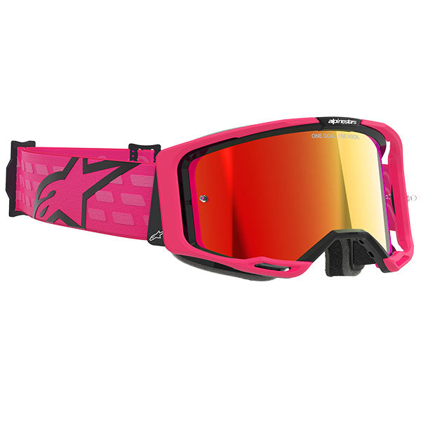 Product image of Alpinestars BTO Sports 5101625 3083 d2 Vision 8 Corp Goggle Pink Mirror Red motocross goggles showing frame design, lens style, and colorway