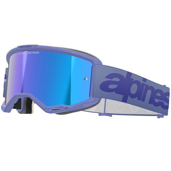 Product image of Alpinestars BTO Sports 0006 5102425 3116 f Vision 5 Wordmark Goggle Purple Mirror Blue motocross goggles showing frame design, lens style, and colorway