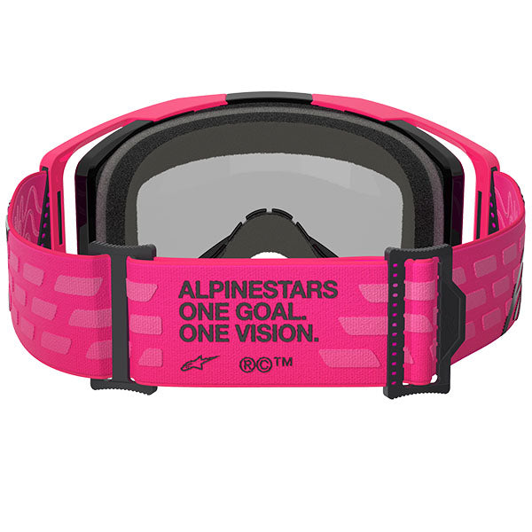 Product image of Alpinestars BTO Sports 5101625 3083 b Vision 8 Corp Goggle Pink Mirror Red motocross goggles showing frame design, lens style, and colorway