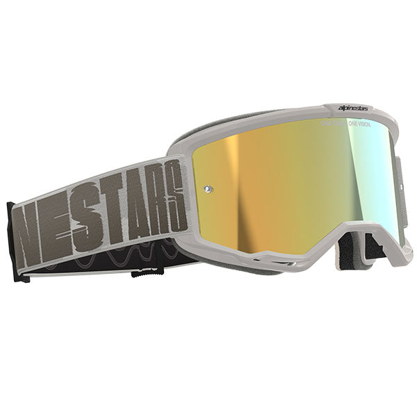 Product image of Alpinestars BTO Sports 5102225 7311 d2 Vision 5 Hollow Goggle Wind Mirror Gold motocross goggles showing frame design, lens style, and colorway
