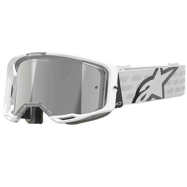 Product image of Alpinestars BTO Sports 5101625 55 f Vision 8 Corp Goggle White Mirror Silver motocross goggles showing frame design, lens style, and colorway