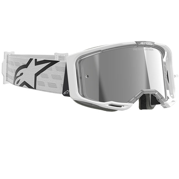 Product image of Alpinestars BTO Sports 5101625 55 d2 Vision 8 Corp Goggle White Mirror Silver motocross goggles showing frame design, lens style, and colorway