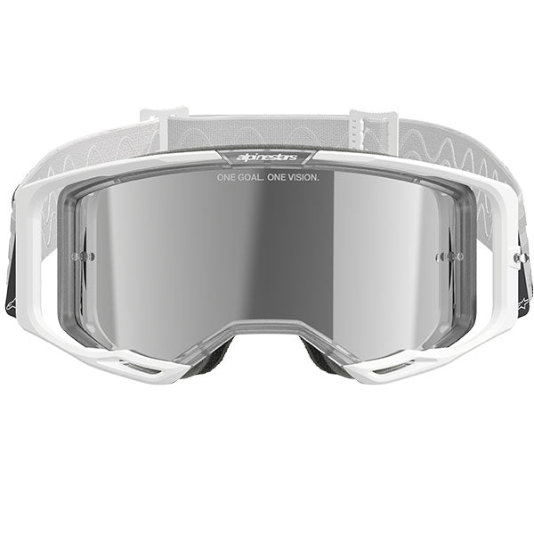 Product image of Alpinestars BTO Sports 5101625 55 d1 Vision 8 Corp Goggle White Mirror Silver motocross goggles showing frame design, lens style, and colorway