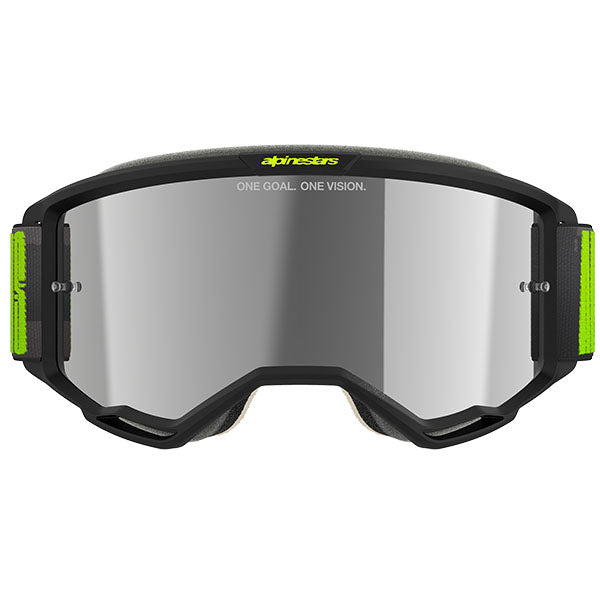 Product image of Alpinestars BTO Sports 5102225 1470 d1 Vision 5 Hollow Goggle Charcoal Yellow Fluo Mirror Silver motocross goggles showing frame design, lens style, and colorway