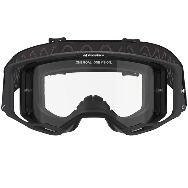 Product image of Alpinestars BTO Sports 5100825 1425 d1 Vision 8 Corp Goggle Black Clear motocross goggles showing frame design, lens style, and colorway