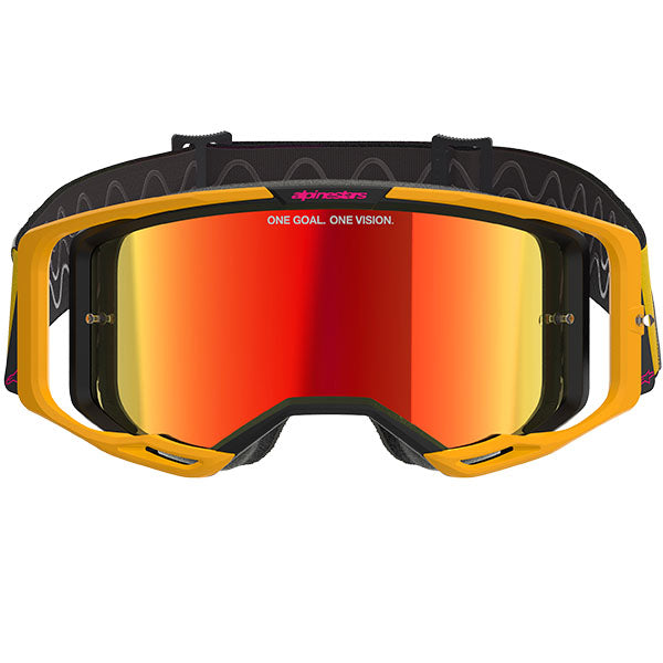 Product image of Alpinestars BTO Sports 5101625 5023 d1 Vision 8 Corp Goggle Yellow Pink Mirror Red motocross goggles showing frame design, lens style, and colorway