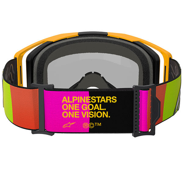 Product image of Alpinestars BTO Sports 5101625 5023 b Vision 8 Corp Goggle Yellow Pink Mirror Red motocross goggles showing frame design, lens style, and colorway