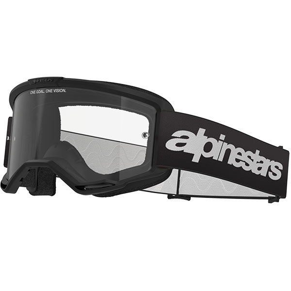 Product image of Alpinestars BTO Sports 5103325 1425 f Vision 3 Wordmark Goggle Black Clear motocross goggles showing frame design, lens style, and colorway