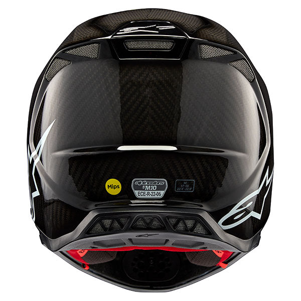 Black Glossy Carbon product view, lightweight off‑road motorcycle helmet with ventilation and impact protection