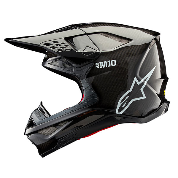 White Glossy product view, lightweight off‑road motorcycle helmet with ventilation and impact protection