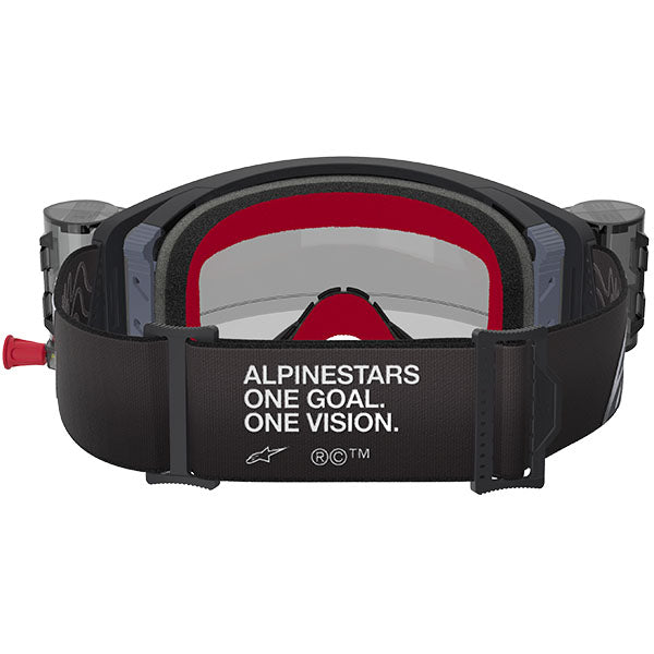 Product image of Alpinestars BTO Sports 5100425 1518 b Supertech Corp Goggle Black Grey Clear Roll Off motocross goggles showing frame design, lens style, and colorway