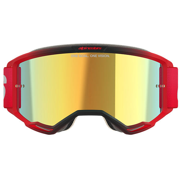 Product image of Alpinestars BTO Sports 5102125 3115 d1 Vision 5 Blaze Goggle Red Mirror Gold motocross goggles showing frame design, lens style, and colorway