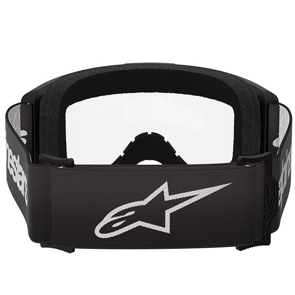 Product image of Alpinestars BTO Sports 5103325 1425 b Vision 3 Wordmark Goggle Black Clear motocross goggles showing frame design, lens style, and colorway