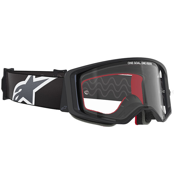 Product image of Alpinestars BTO Sports 0021 5100125 1507 d2 Supertech Corp Goggle Black Grey Clear motocross goggles showing frame design, lens style, and colorway