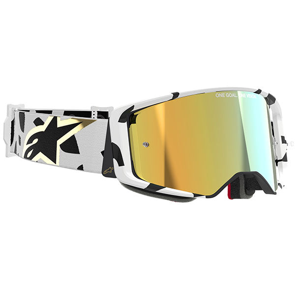 Product image of Alpinestars BTO Sports 0021 5100325 44 f2 Supertech Corp Goggle Abs V White Gold Mirror Gold motocross goggles showing frame design, lens style, and colorway