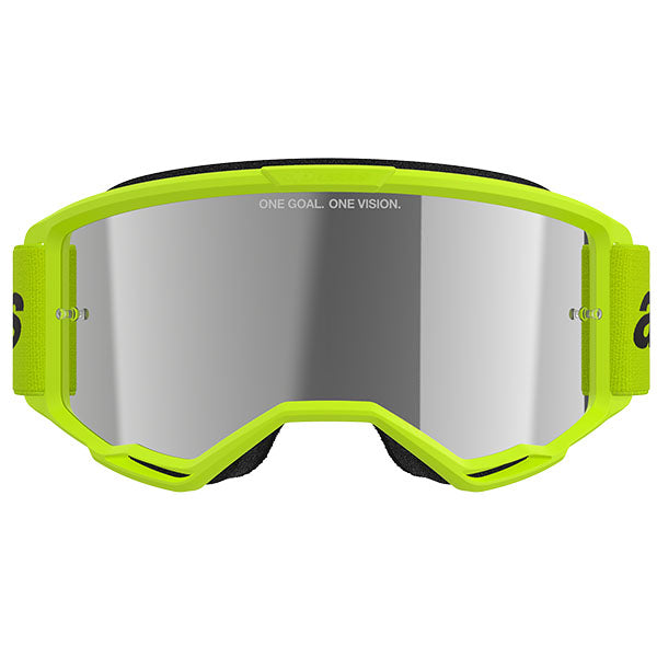 Product image of Alpinestars BTO Sports 0023 5103225 5299 d1 Vision 3 Wordmark Goggle Yellow Fluo Mirror Silver motocross goggles showing frame design, lens style, and colorway