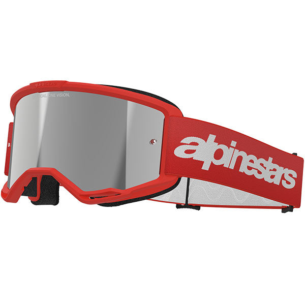 Product image of Alpinestars BTO Sports 0025 5103225 3094 f Vision 3 Wordmark Goggle Red Mirror Silver motocross goggles showing frame design, lens style, and colorway