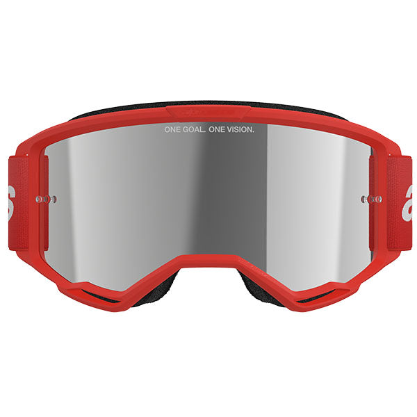 Product image of Alpinestars BTO Sports 0027 5103225 3094 d1 Vision 3 Wordmark Goggle Red Mirror Silver motocross goggles showing frame design, lens style, and colorway