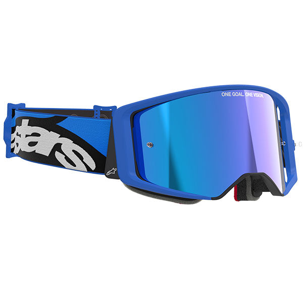 Product image of Alpinestars BTO Sports 0034 5100625 7271 d2 Supertech Stream Goggle Abs V Blue Mirror Blue motocross goggles showing frame design, lens style, and colorway