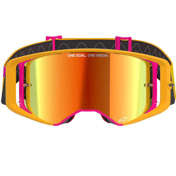 Product image of Alpinestars BTO Sports 0053 5100325 5023 d1 Supertech Corp Goggle Abs V Yellow Pink Mirror Red motocross goggles showing frame design, lens style, and colorway