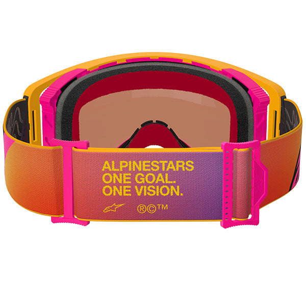 Product image of Alpinestars BTO Sports 0054 5100325 5023 b Supertech Corp Goggle Abs V Yellow Pink Mirror Red motocross goggles showing frame design, lens style, and colorway