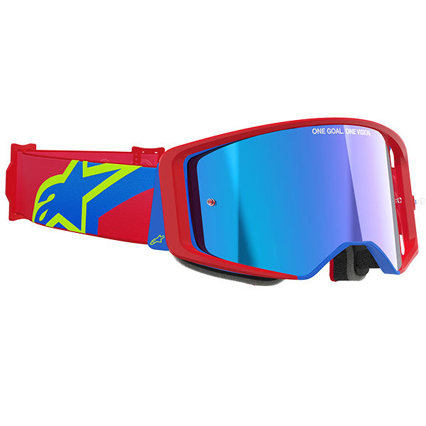 Product image of Alpinestars BTO Sports 0059 5100325 3055 d2 Supertech Corp Goggle Abs V Red Blue Mirror Blue motocross goggles showing frame design, lens style, and colorway