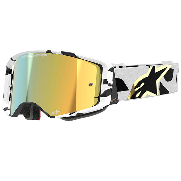 Product image of Alpinestars BTO Sports 0062 5100325 44 f Supertech Corp Goggle Abs V White Gold Mirror Gold motocross goggles showing frame design, lens style, and colorway