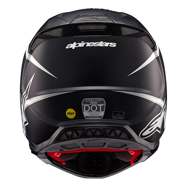 Black/White Matte product view, lightweight off‑road motorcycle helmet with ventilation and impact protection