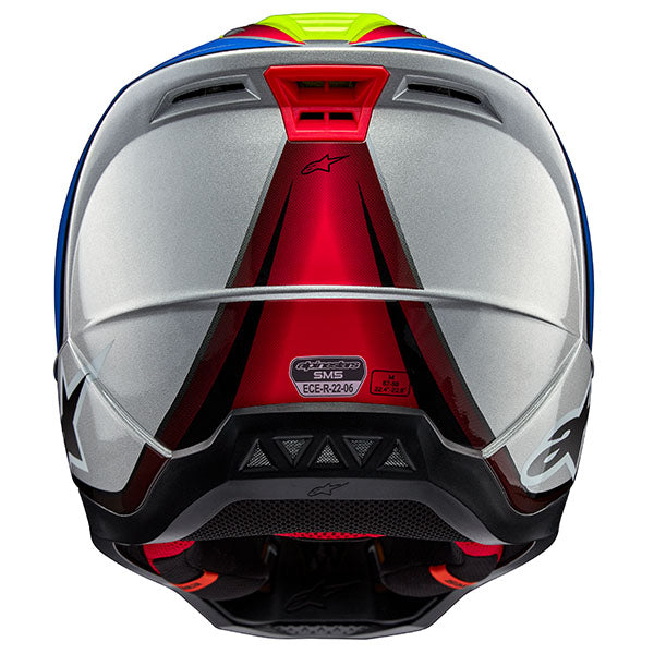 White/Diva Pink/Enamel/Blue Glossy product view, lightweight off‑road motorcycle helmet with ventilation and impact protection
