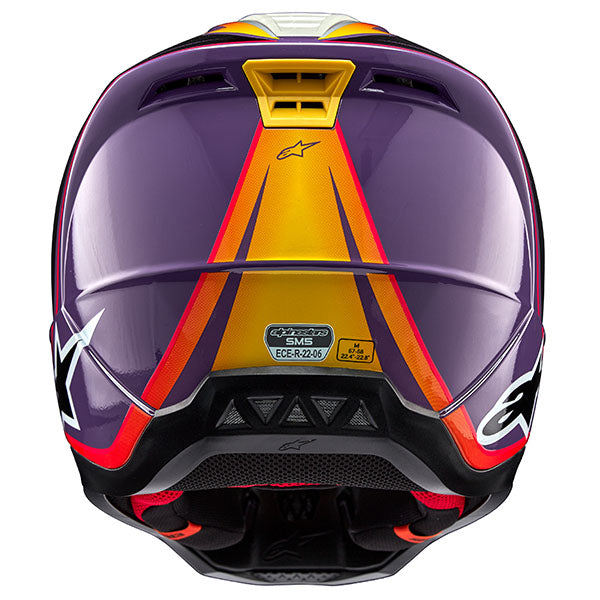 Violet/Black/Silver Glossy product view, lightweight off‑road motorcycle helmet with ventilation and impact protection