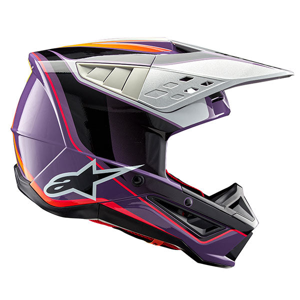 White/Diva Pink/Enamel/Blue Glossy product view, lightweight off‑road motorcycle helmet with ventilation and impact protection