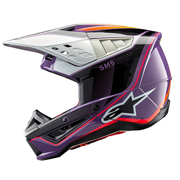 White/Diva Pink/Enamel/Blue Glossy product view, lightweight off‑road motorcycle helmet with ventilation and impact protection