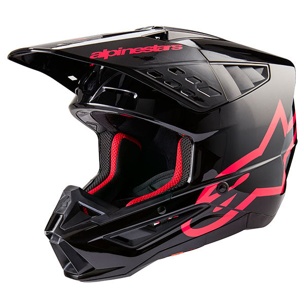 Alpinestars - SM5 Corp HelmetDark Gray Glossy product view, lightweight off‑road motorcycle helmet with ventilation and impact protection