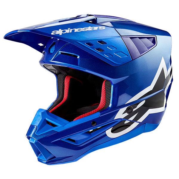 Bright Red Glossy product view, lightweight off‑road motorcycle helmet with ventilation and impact protection