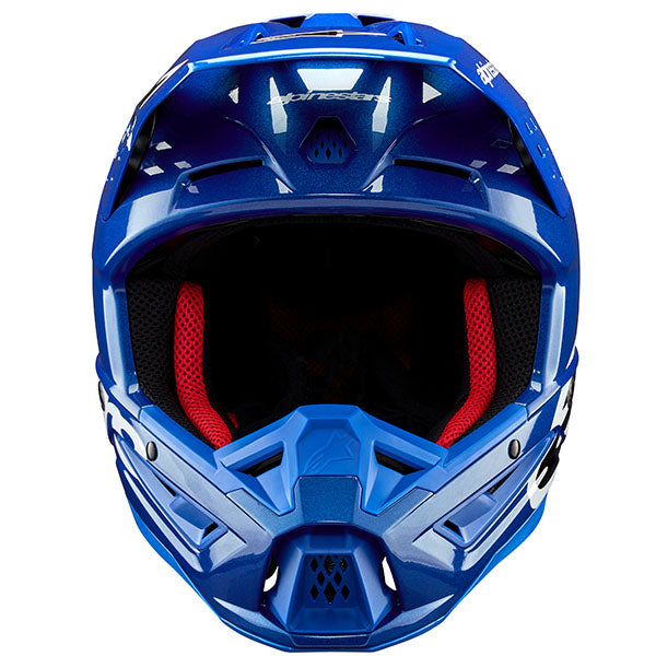 Bright Red Glossy product view, lightweight off‑road motorcycle helmet with ventilation and impact protection