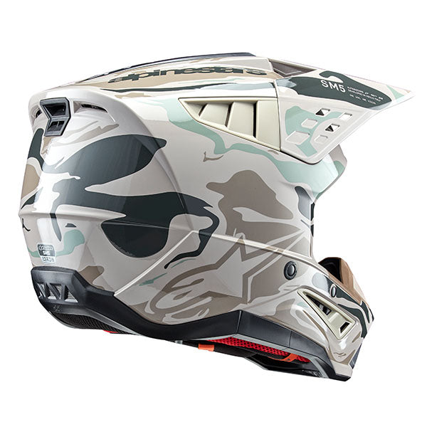 Warm Gray/Celadon/Green Glossy product view, lightweight off‑road motorcycle helmet with ventilation and impact protection