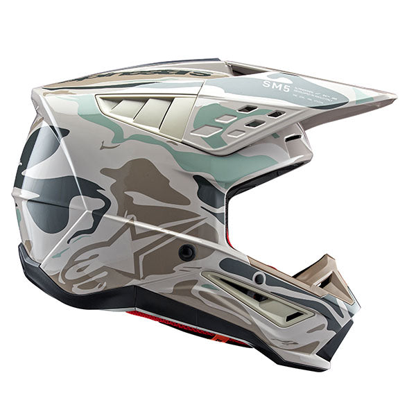 product view, lightweight off‑road motorcycle helmet with ventilation and impact protection