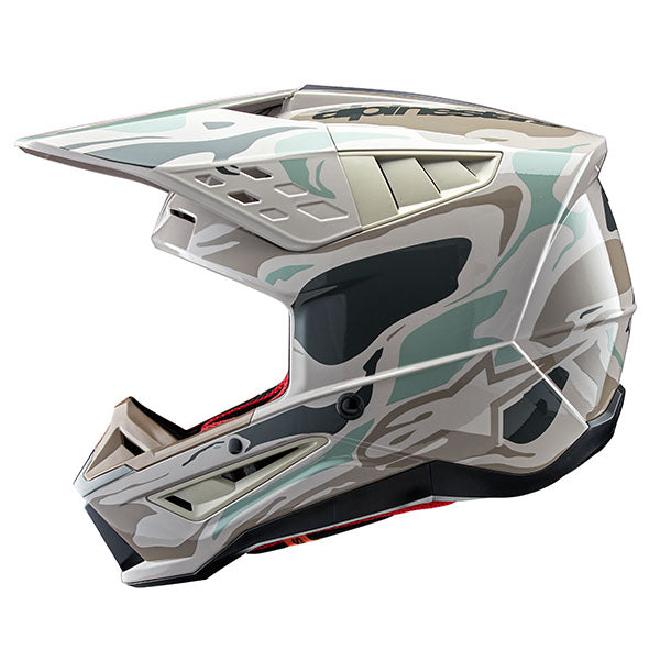 product view, lightweight off‑road motorcycle helmet with ventilation and impact protection
