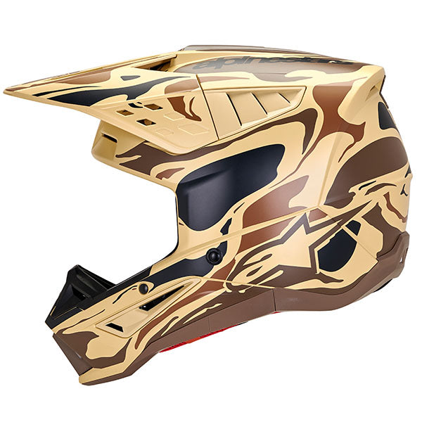 Dark Brown/Kangaroo Matte product view, lightweight off‑road motorcycle helmet with ventilation and impact protection