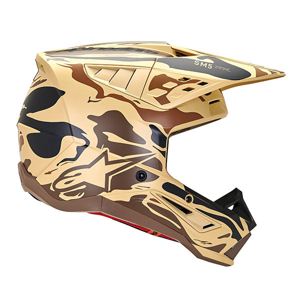 Dark Brown/Kangaroo Matte product view, lightweight off‑road motorcycle helmet with ventilation and impact protection