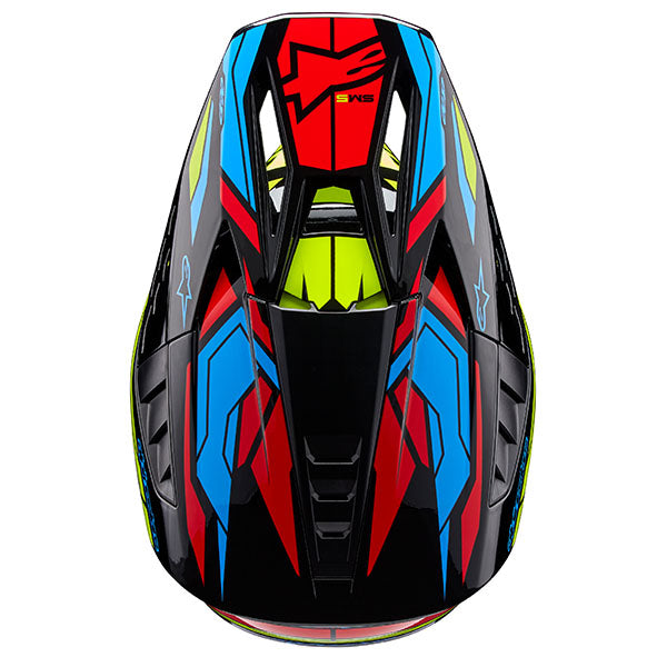 Black/White/Bright Red Glossy product view, lightweight off‑road motorcycle helmet with ventilation and impact protection