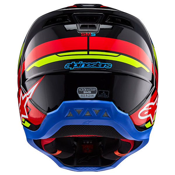 Black/Yellow Fluo/Bright Red Glossy product view, lightweight off‑road motorcycle helmet with ventilation and impact protection