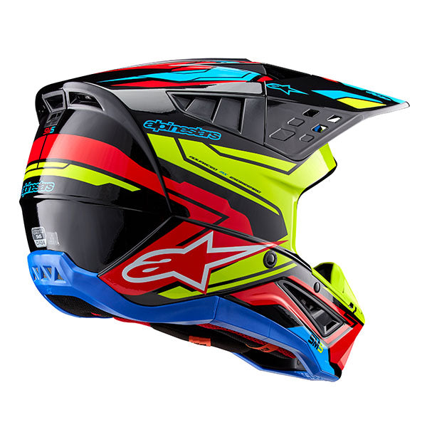 Black/White/Bright Red Glossy product view, lightweight off‑road motorcycle helmet with ventilation and impact protection