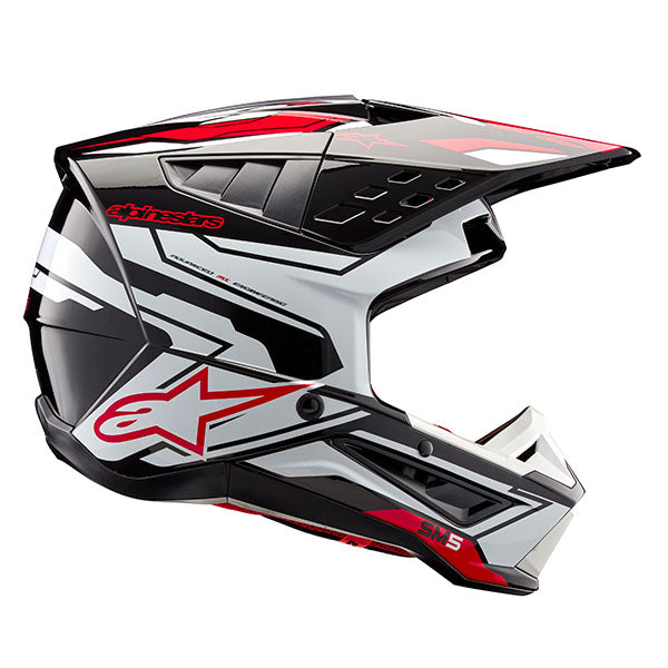 Bright Red/Blue Glossy product view, lightweight off‑road motorcycle helmet with ventilation and impact protection